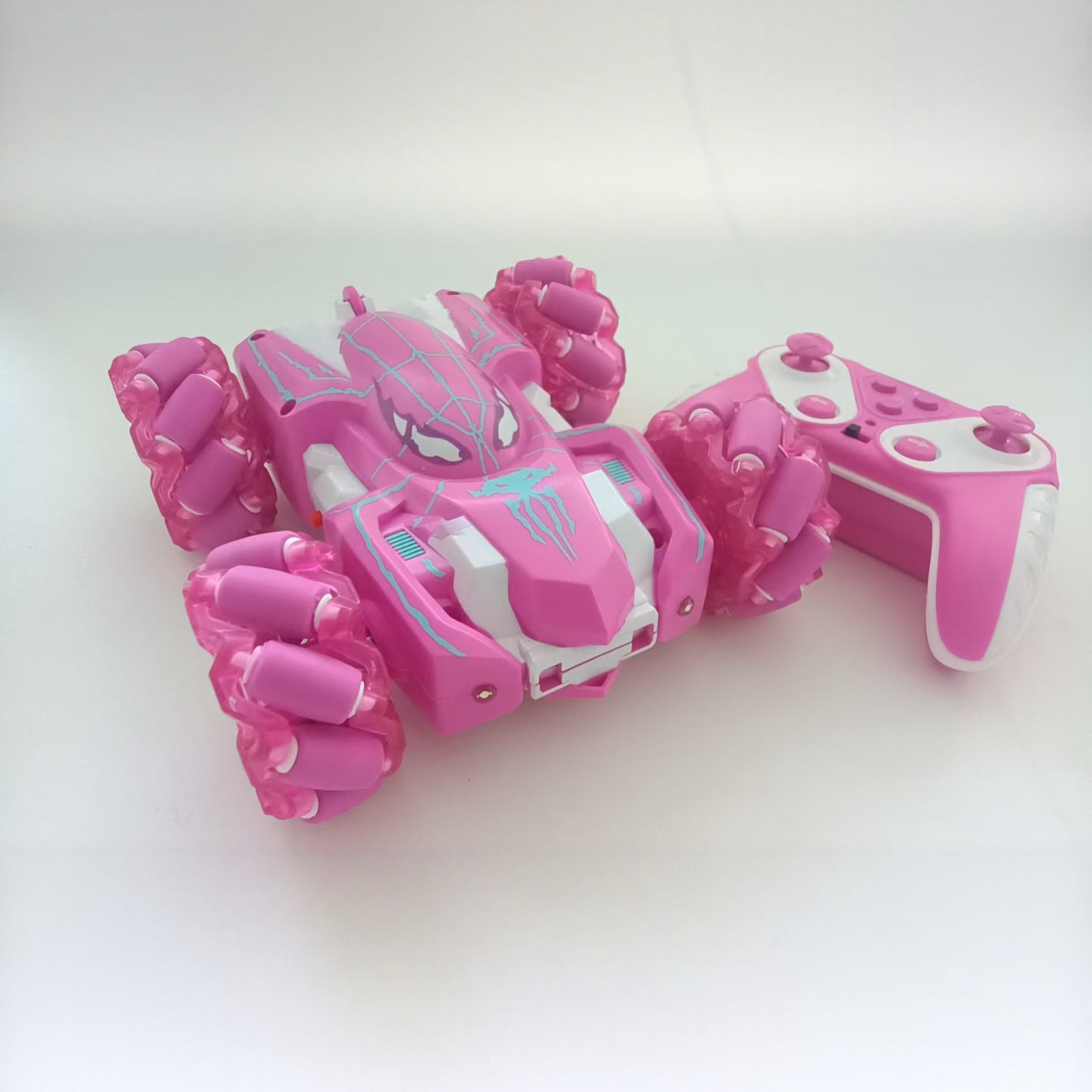 Coche de acrobacias teledirigido rosa transfronterizo Amazon, modo dual, rotación de 360 grados, tracción en las cuatro ruedas, coche teledirigido de doble cara, juguete para niños