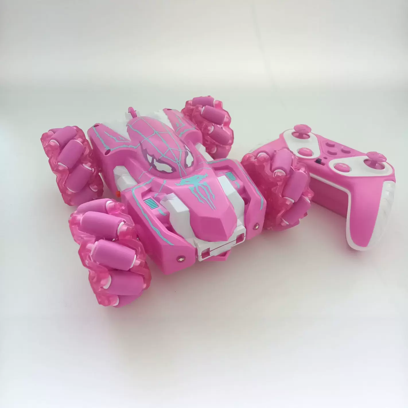 跨境粉色遥控特技车亚马逊双模式360旋转四驱双面遥控车儿童玩具