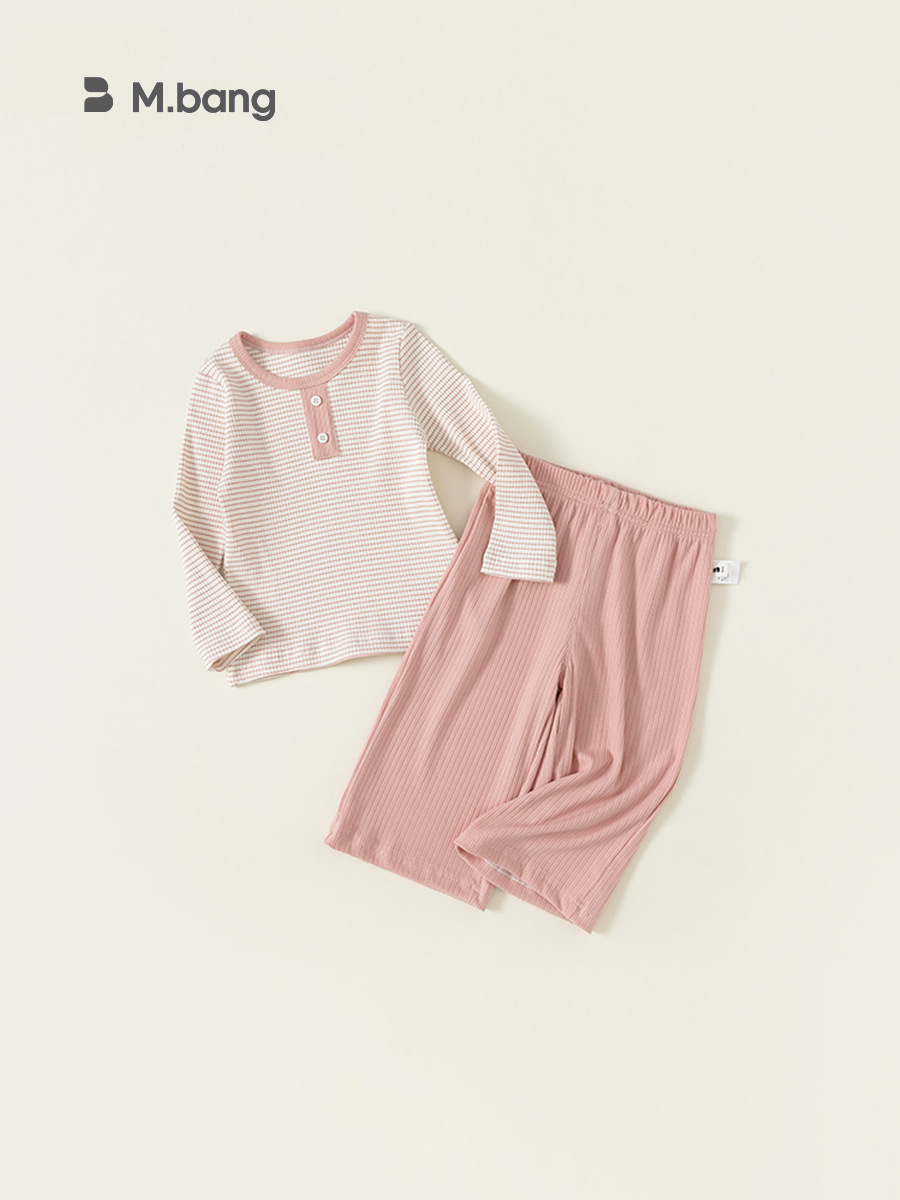 Ropa para niños Yubao Ropa para el hogar para niños y niñas de dos piezas Primavera y otoño Ropa para niños simple Pijamas para bebés de dos piezas CT84058