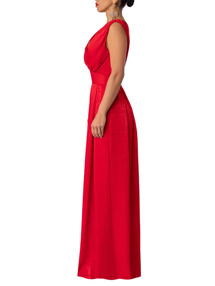 Dam jumpsuit slim fit med hög midja och vida byxben_voghion.com