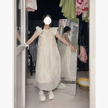 法式小飞袖连衣裙女2024新款夏季温柔风奶系白色长裙雪纺仙女裙子