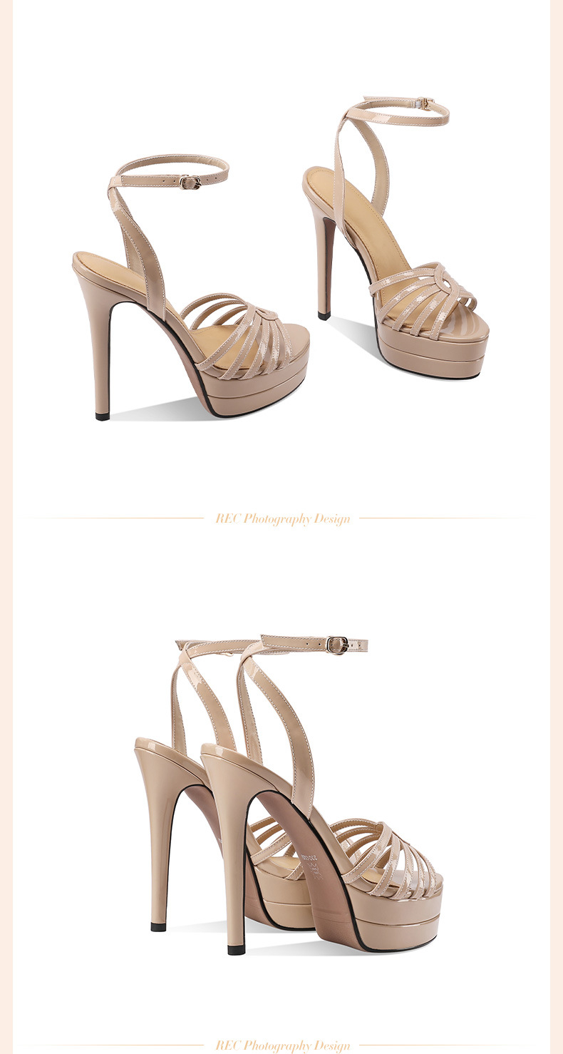 Sandal nữ cao gót mũi nhọn quai khóa một dây, đế platform chống nước, phong cách retro gợi cảm — đen chi tiết 5