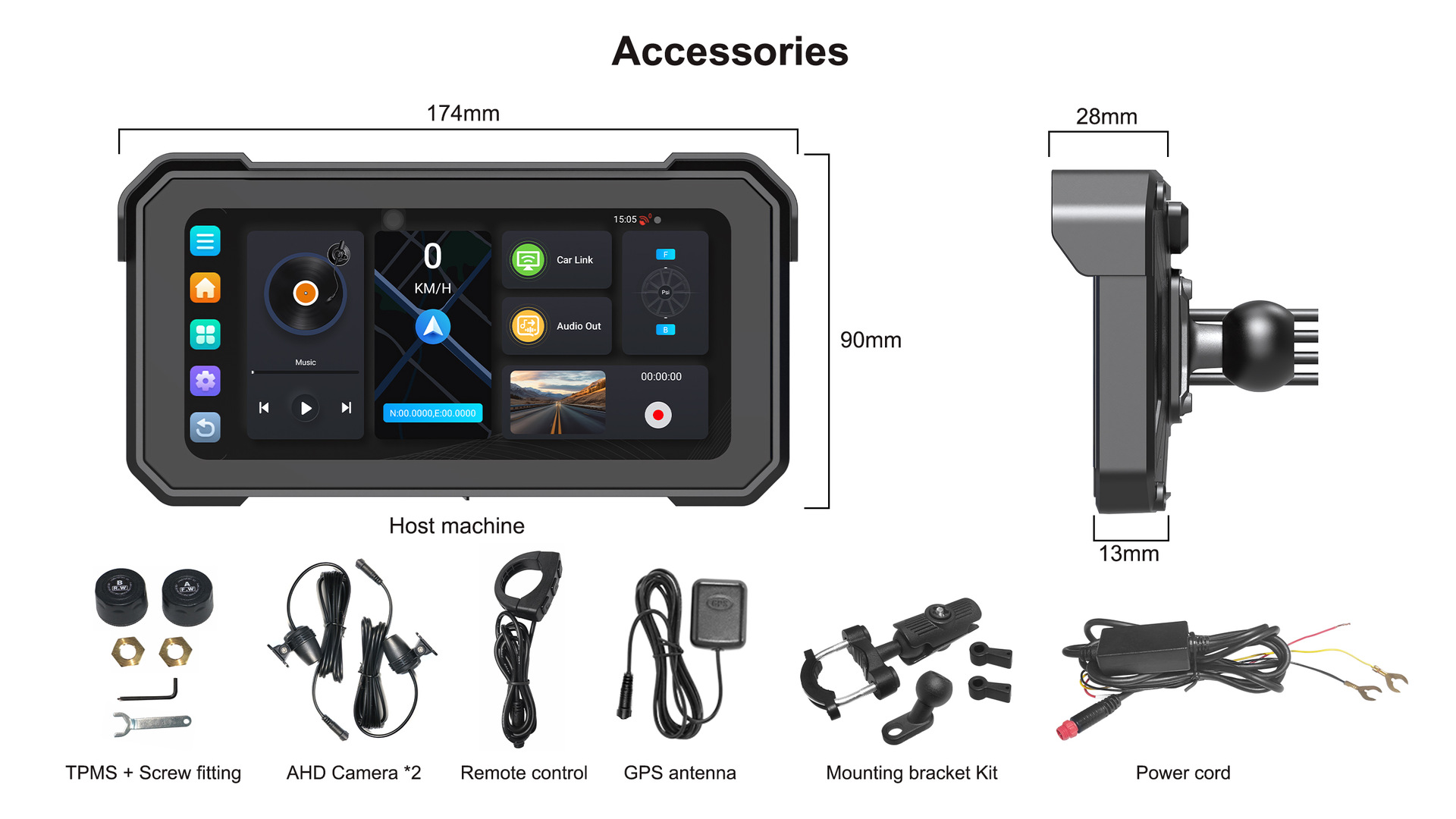 Cross-Border Customized Motorcycle Dashcam with High-Definition Dual Recording and Carplay Navigation