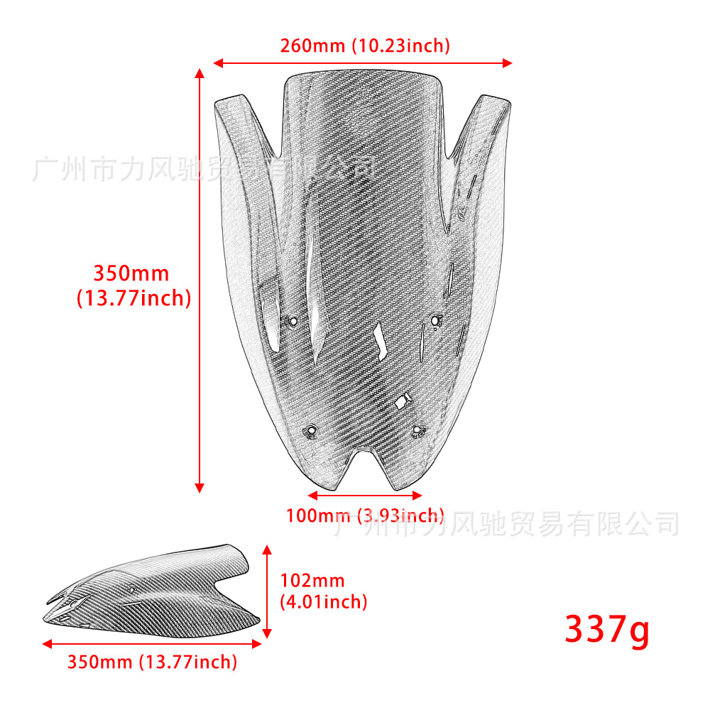 Adecuado para Kawasaki Z1000 10 - 13 años de modificación de motocicleta para aumentar el parabrisas con fibra de carbono