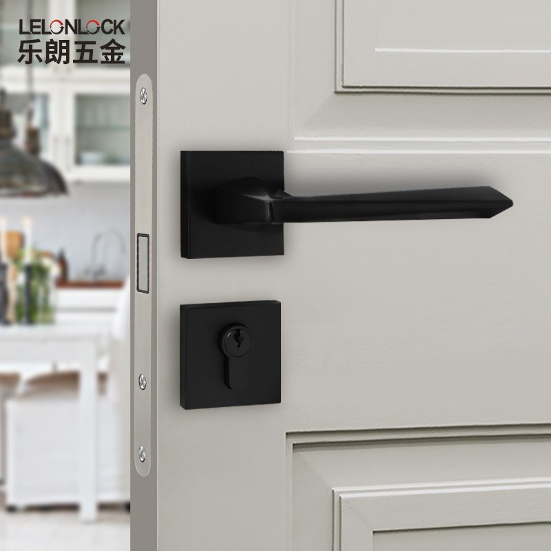 Cerradura interior negra moderna simple cerradura silenciosa casera cerradura personalizada cerradura de puerta de madera maciza cerradura universal de separación del baño