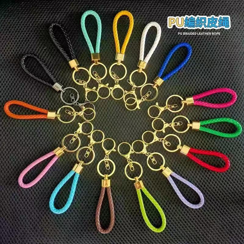 Factory wholesale woven alloy leather rope key ring pendant leather rope leather rope pu material small gift key chain leather rope Factory wholesale woven alloy leather rope key ring pendant leather rope leather rope pu material small gift key chain leather rope