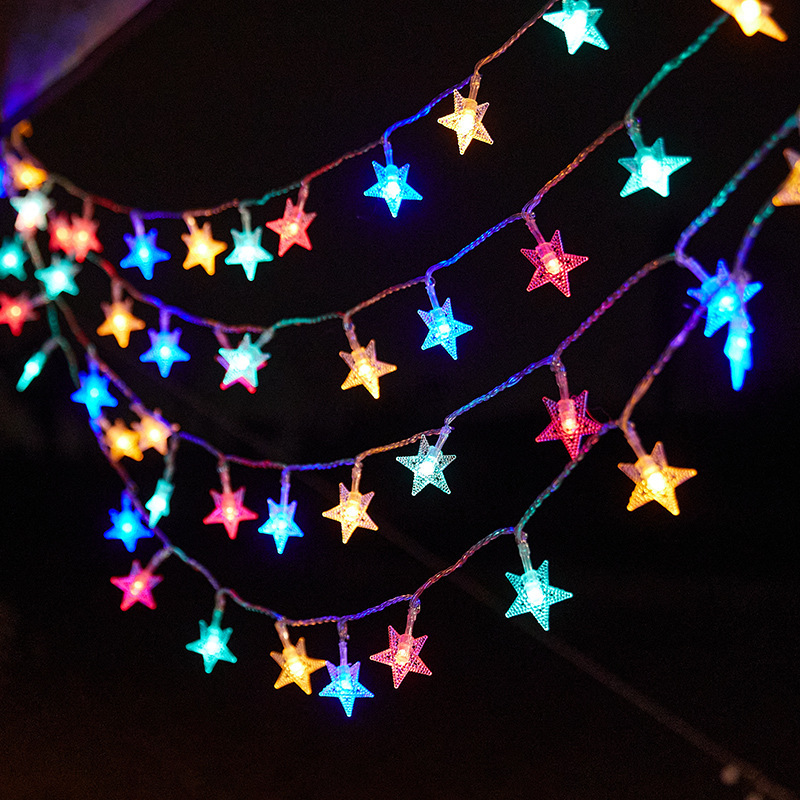 LED 小さなカラフルなライトストリングスターライトキャンプ雰囲気ライトストリングクリスマス屋外中庭お祝い装飾ライトバッテリー|undefined