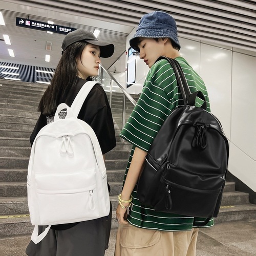 Backpack for women, Korean style Harajuku college student schoolbag, junior high school student simple solid color large capacity student backpack