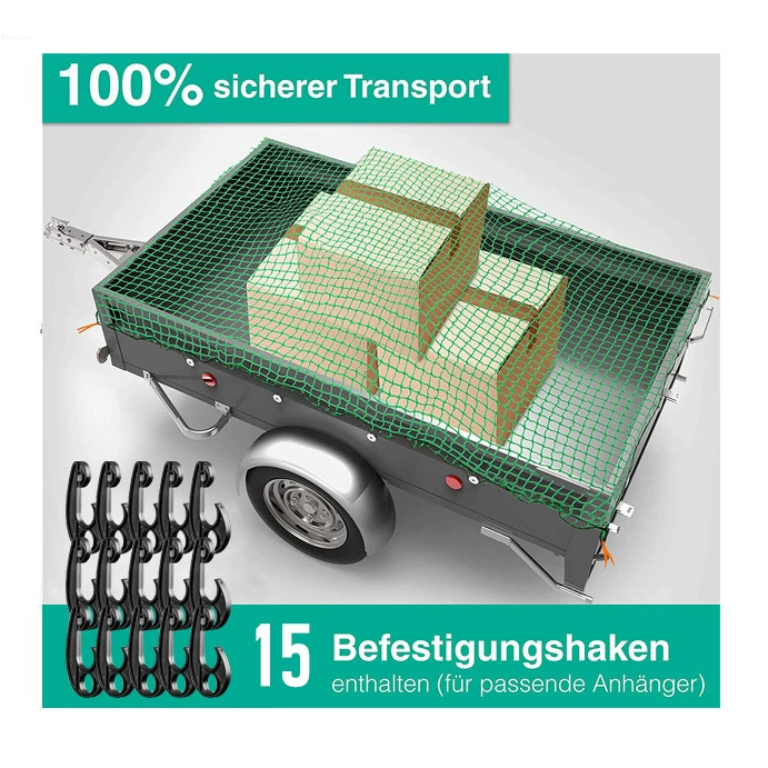 Трансграничный подходит для сети грузовика, сетки прицепа, грузовой сетки, укрывной сетки, сети против падения, защитной сетки с фиксированным эластичным тросом