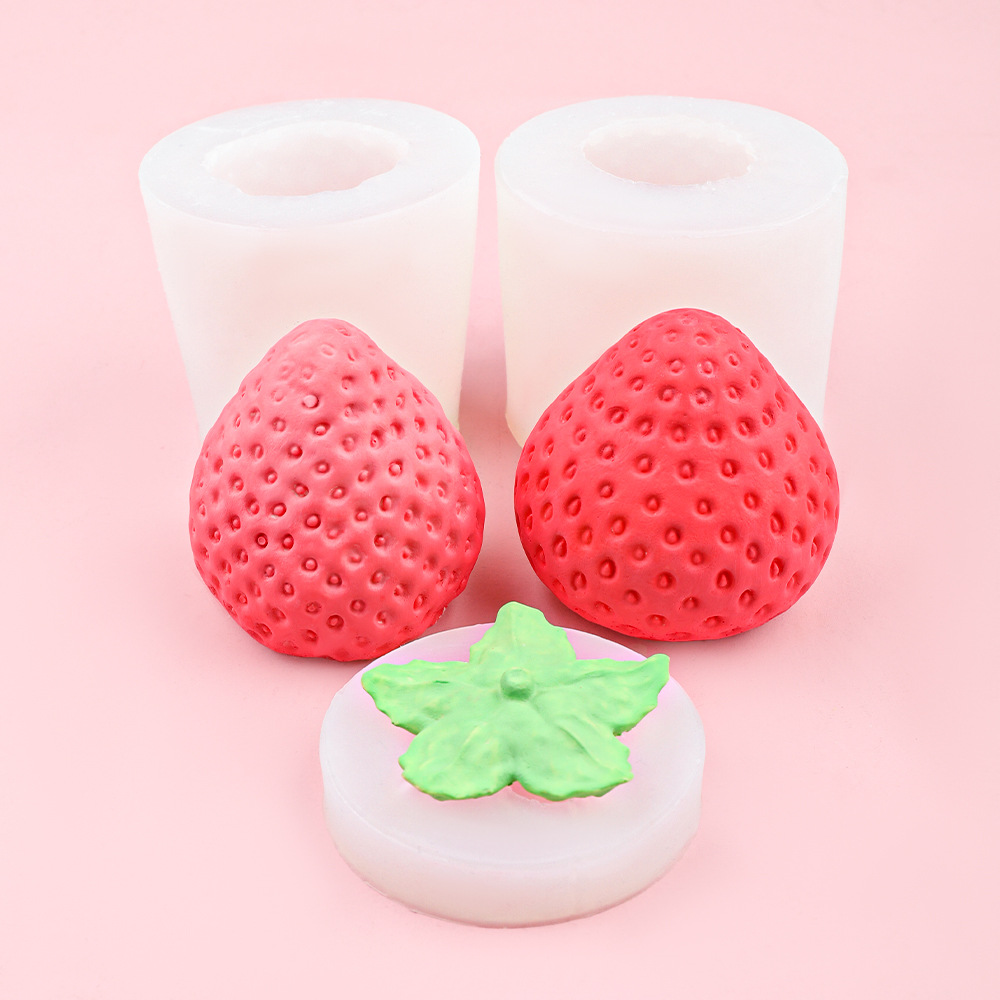 Vela de aromaterapia Molde de silicona de fresa grande Jabón hecho a mano de bricolaje Fresa pequeña yeso perfumado adornos de pastel de chocolate