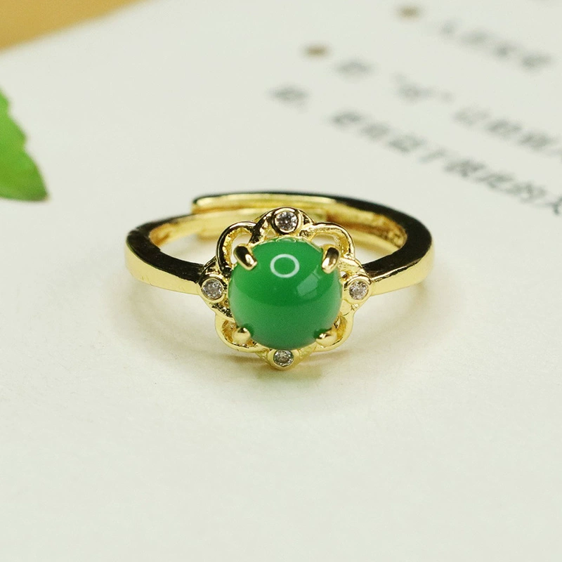 Aiyu Ice вид зеленый халцедон кольцо агат кольцо кольцо модных ювелирных изделий фабрики оптом AY4012601