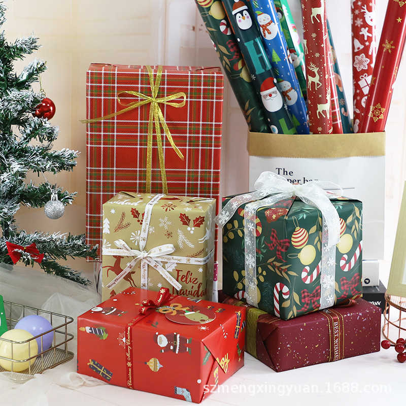 Nuevo regalo de vacaciones de Navidad regalo de dibujos animados niños caja de regalo papel de regalo decorativo papel de regalo papel de color rojo y verde