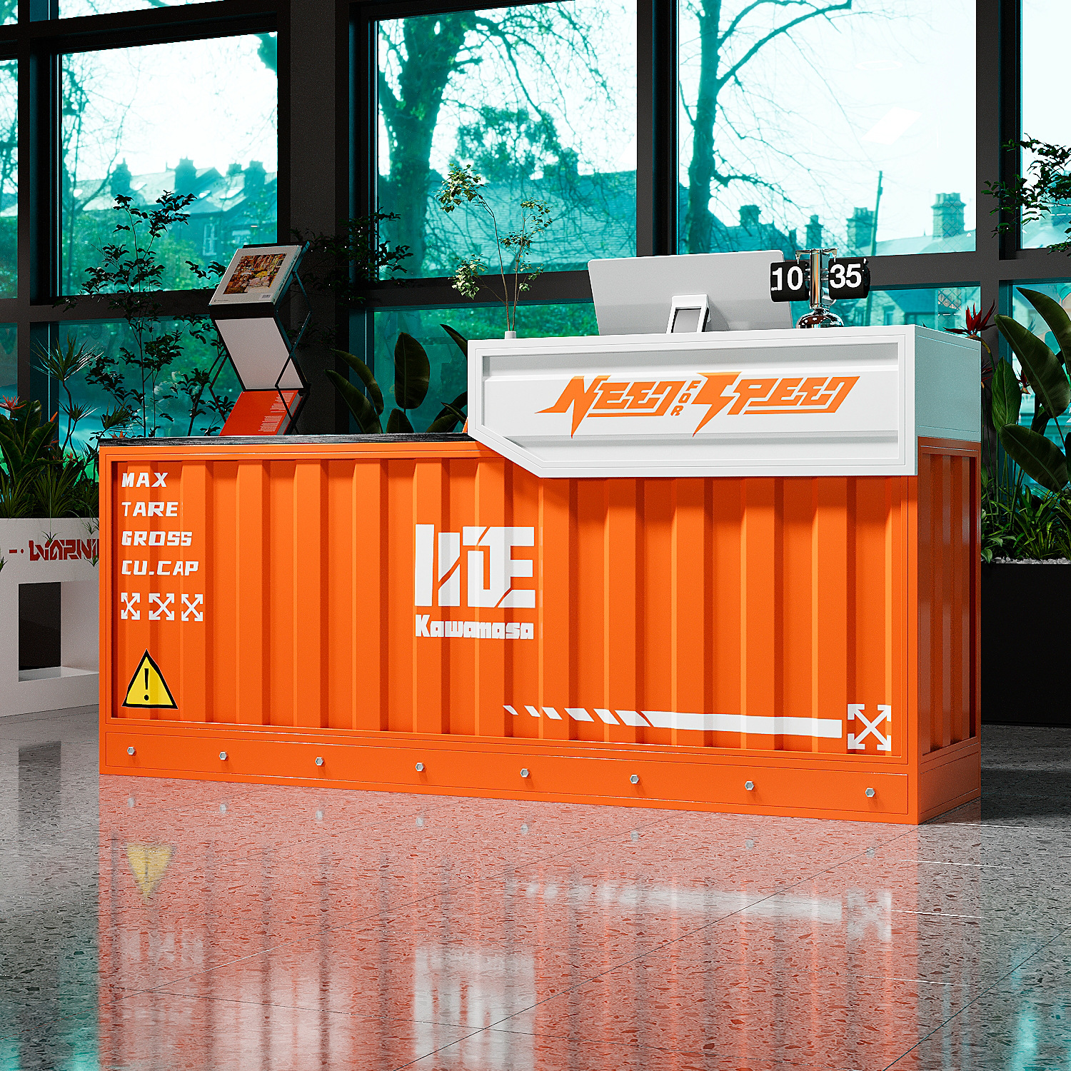 工业风餐饮商用铁艺吧台收银柜台健身房服装店创意覆古前台接待台