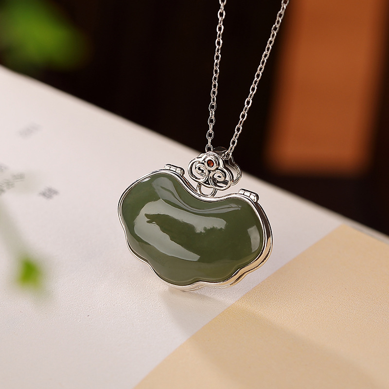 Mặt dây chuyền bạc S925 mạ vàng hình hươu bạc đính ngọc bích sapphire phong cách cổ điển — Kiểu Sapphire (không có dây chuyền)