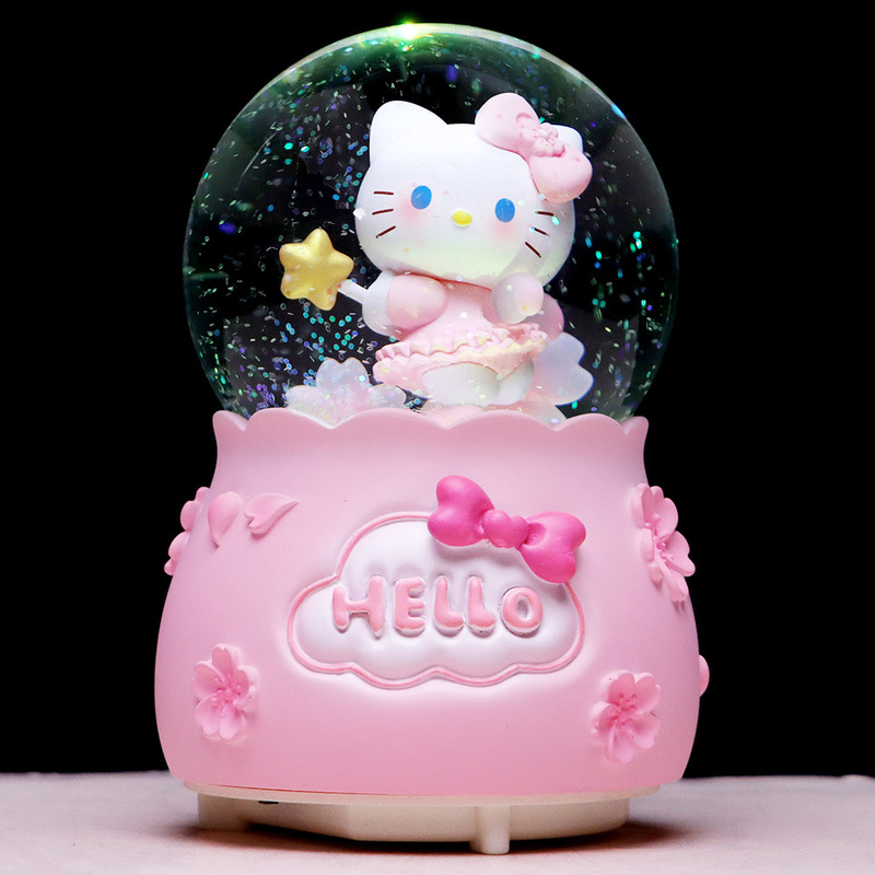 Sakura, you meet KT crystal ball music box pink girl heart cartoon music box children's day girl birthday gift