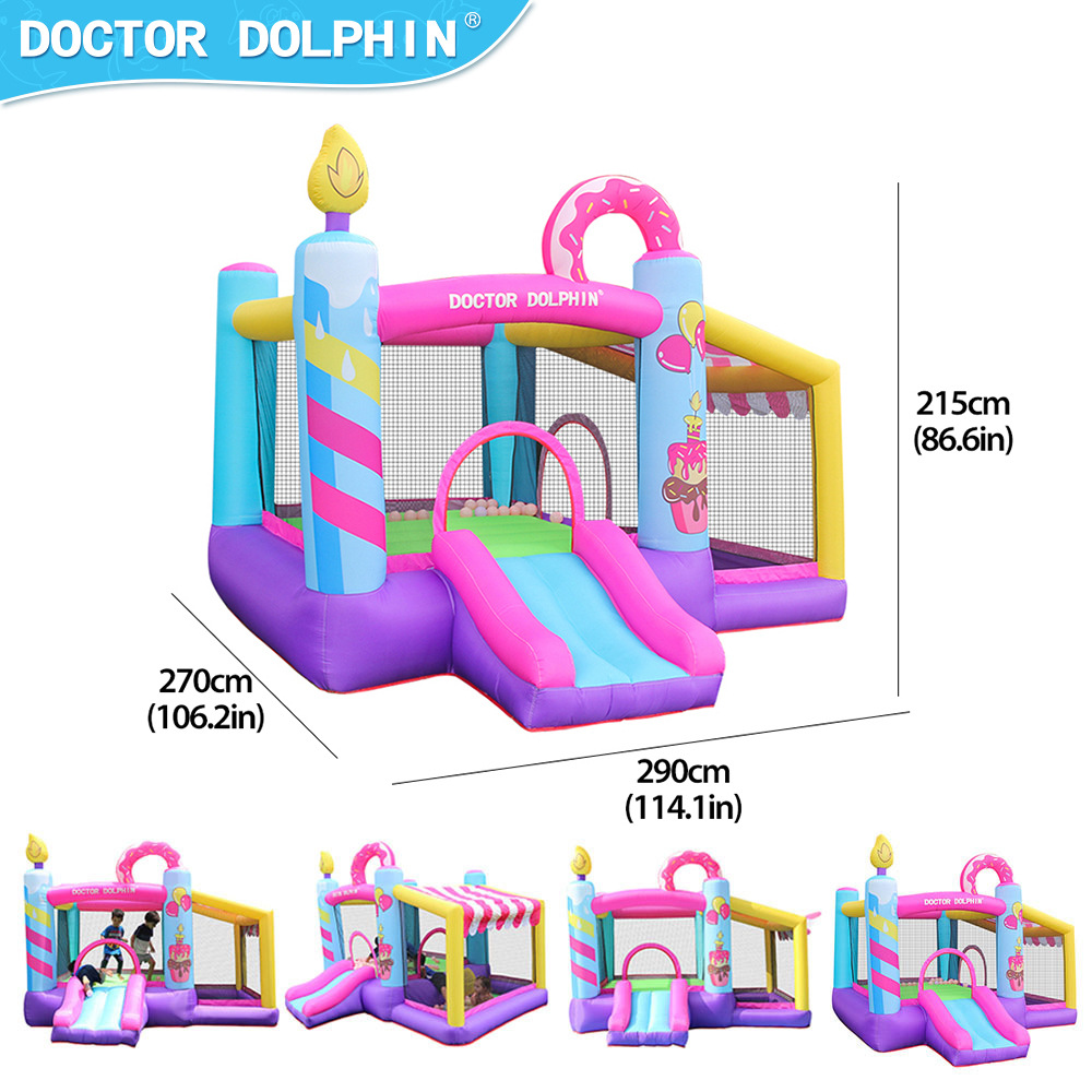 Castillo Inflable Infantil Doctor Dolphin, Mini Casa, Trampolín Pequeño, Tobogán, Área de Juegos Interior, Castillo Inflable