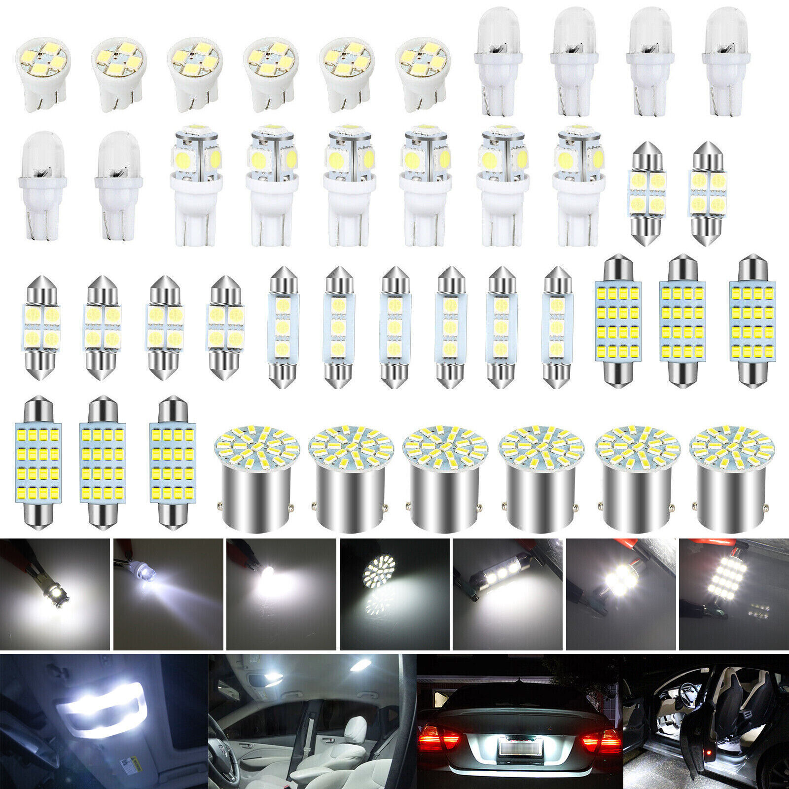 42PCS T10 lámpara de ancho de automóvil LED conjunto de lámpara de lectura de doble punta lámpara de matrícula interior lámpara de puerta
