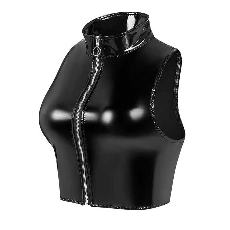 Cross-border e-commerce women's patent leather jacket small vest hot girl bright face party dance performance clothing Amazon explosions now