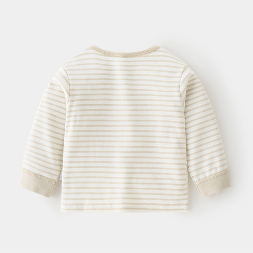 Baby pure cotton single top autumn clothes striped boys and girls spring and autumn baby underwear bottoming shirt children's clothing shoulder open T-shirt