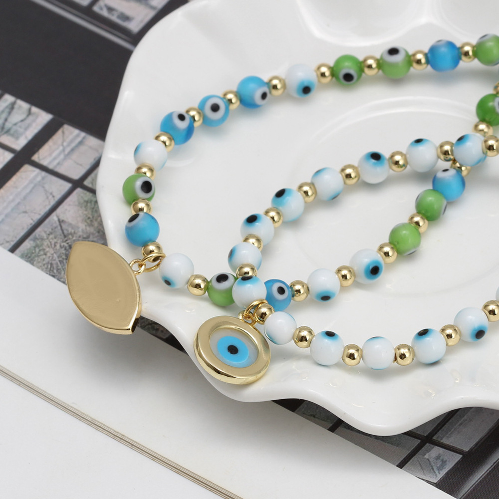 Simple Style Devilu0027S Eye Copper Beaded Necklace 1 Piece