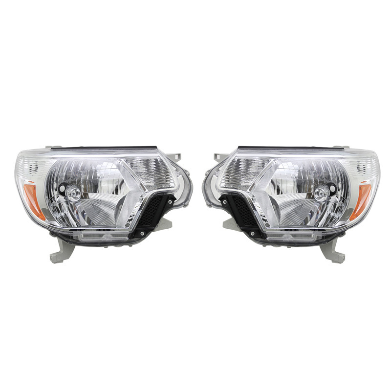 Faros Delanteros Aptos para Toyota Tacoma Versión Estadounidense 12-15, Versión Halógena Original Semi-ensamblada con Acabado Electrochapado.