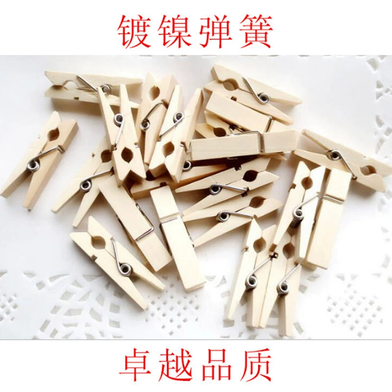Factory direct selling log clip wholesale wooden clip DIY photo clip signed wood clip 3.5x0.7 nickel plating