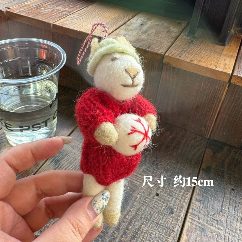 Snowball Mouse Nepalese Wool Felt Pendant Cute Bag Charm Keychain Toy Gift