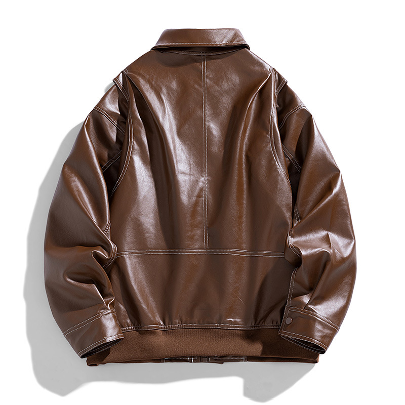 American pu chaqueta de hombre chaqueta de hombre primavera y otoño nuevo cuello vertical chaqueta de locomotora universal chaqueta de tendencia universal hombre