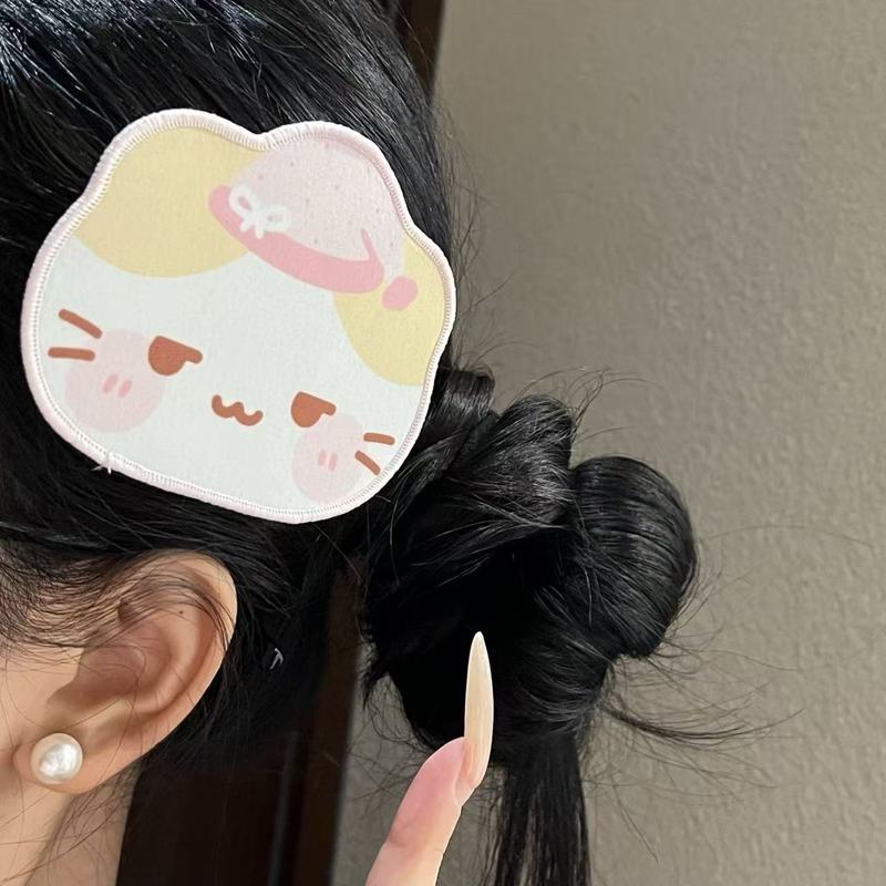 古早感坏笑猫二次元刘海贴可爱少女棉花糖猫碎发贴魔术贴无痕发饰|undefined