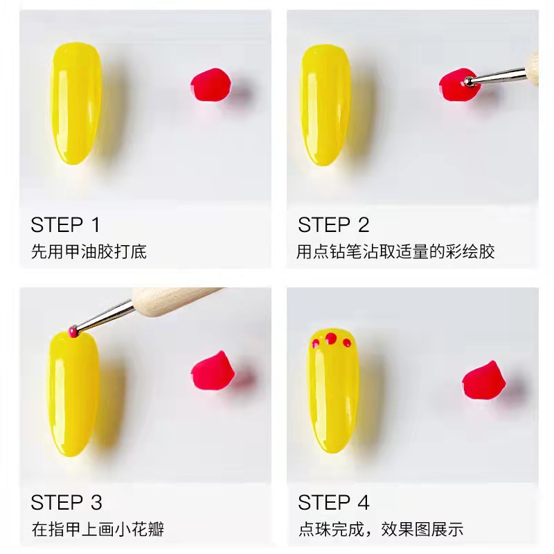 Venta directa de fábrica lentejuelas multi-color 3 piezas uñas dibujo pluma color variedad OPP traje nail art venta al por mayor