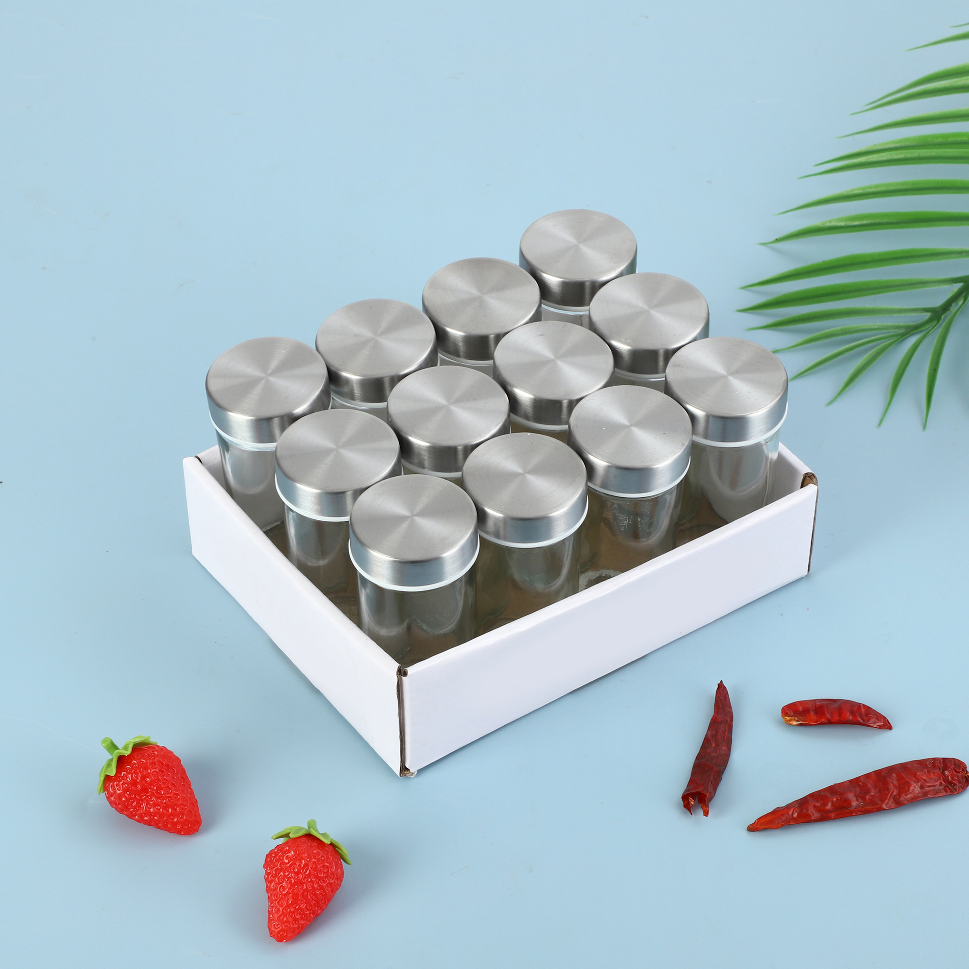 Cocina condimento tarro de almacenamiento traje hogar portátil barbacoa esparcidor con tornillo tapa vidrio condimento tarro conjunto completo