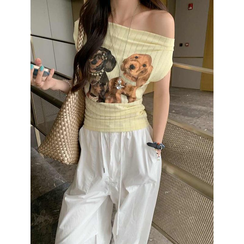 Women's Retro Printed Sexy Hot Girl Short-sleeved T-shirt