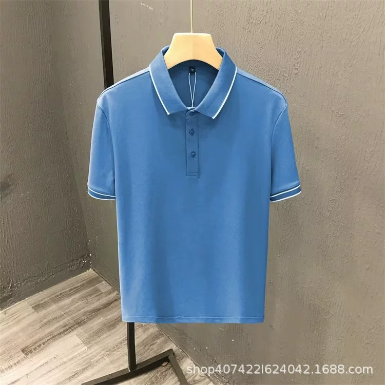 Поло summer silk в ретро стиле, мужская короткий рукав, отдых, M–5XL, разноцветные