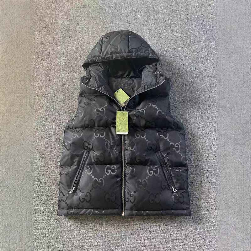 90白鸭绒双G尼龙连帽拉链男士羽绒马甲羽绒背心men feather vest|undefined