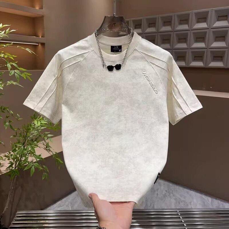 Summer New Short-Sleeved T-Shirt Men's Half-Sleeved Tops Trendy Brand Light Luxury High-End Style Cool Loose Casual T-Shirt Summer New Short-Sleeved T-Shirt Men's Half-Sleeved Tops Trendy Brand Light Luxury High-End Style Cool Loose Casual T-Shirt