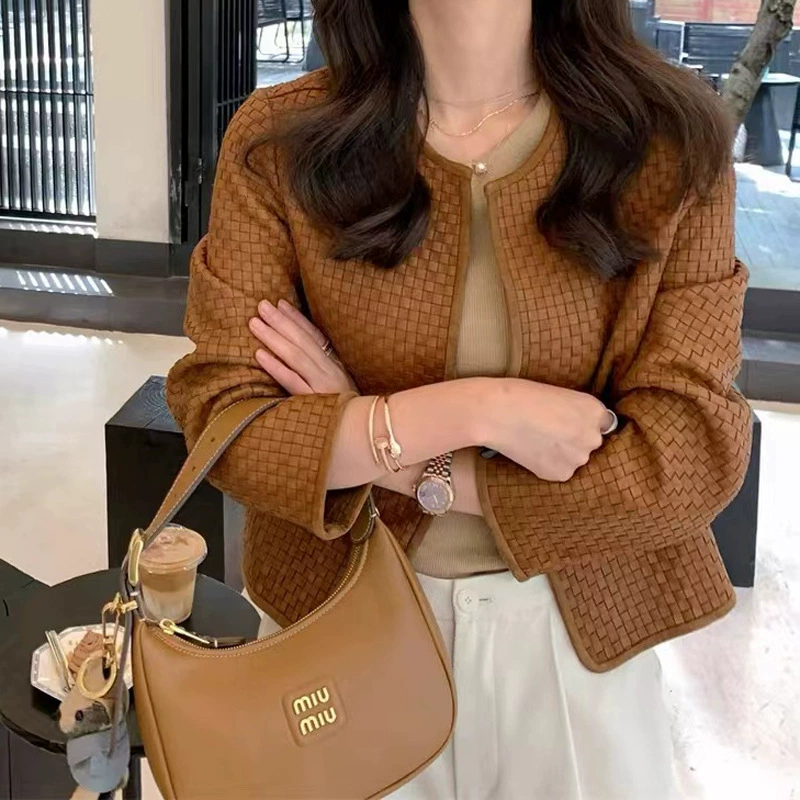 Куртка из натуральной кожи 3195-1, новая, однотонная, тканая, в европейском и корейском стиле, из овчины, короткая, повседневная, универсальная.