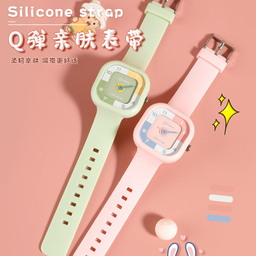 Square Internet celebrity watch for male and female students ins style Korean version simple waterproof sports temperament niche design couple watch
