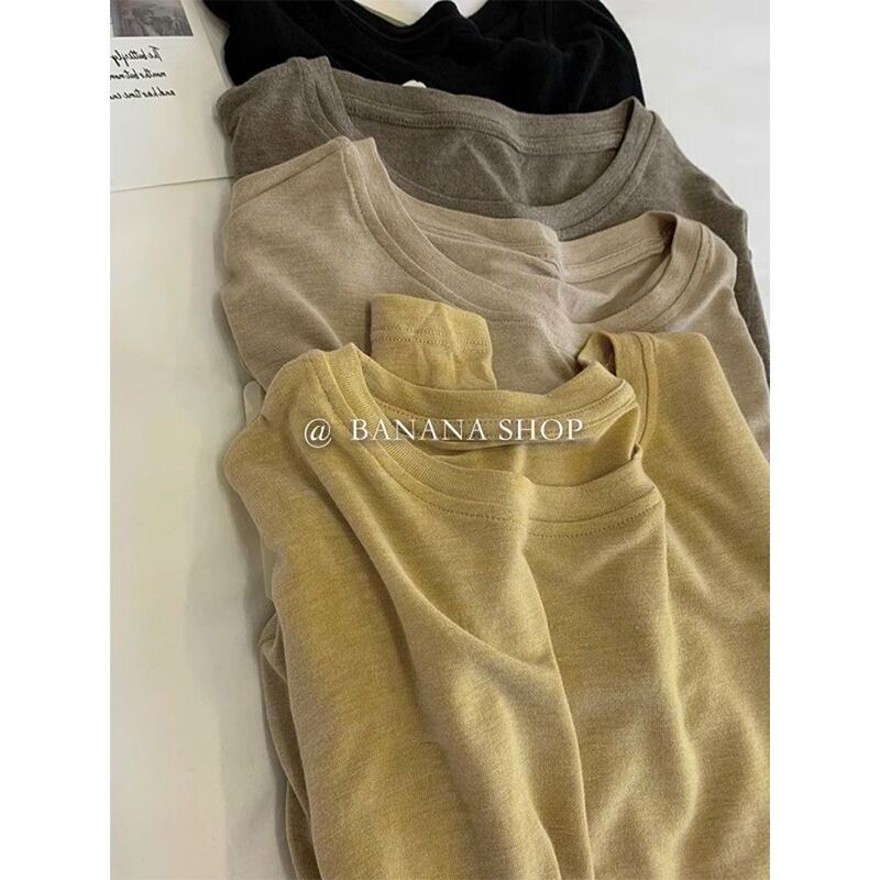 Autumn and Winter New Lyocell Tencel Wool Round Neck Long-Sleeved T-Shirt New Basic Versatile Pure Color Knitted Bottoming Shirt Autumn and Winter New Lyocell Tencel Wool Round Neck Long-Sleeved T-Shirt New Basic Versatile Pure Color Knitted Bottoming Shirt