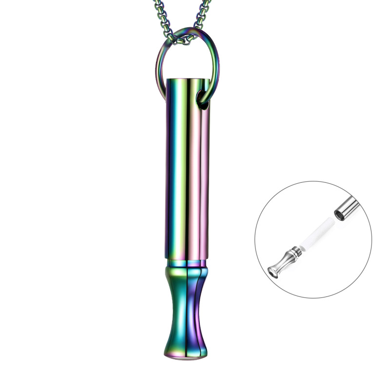 新品现货亚马逊螺纹扭牙不锈钢冥想正念吊坠项链钛钢口哨调节呼吸|undefined