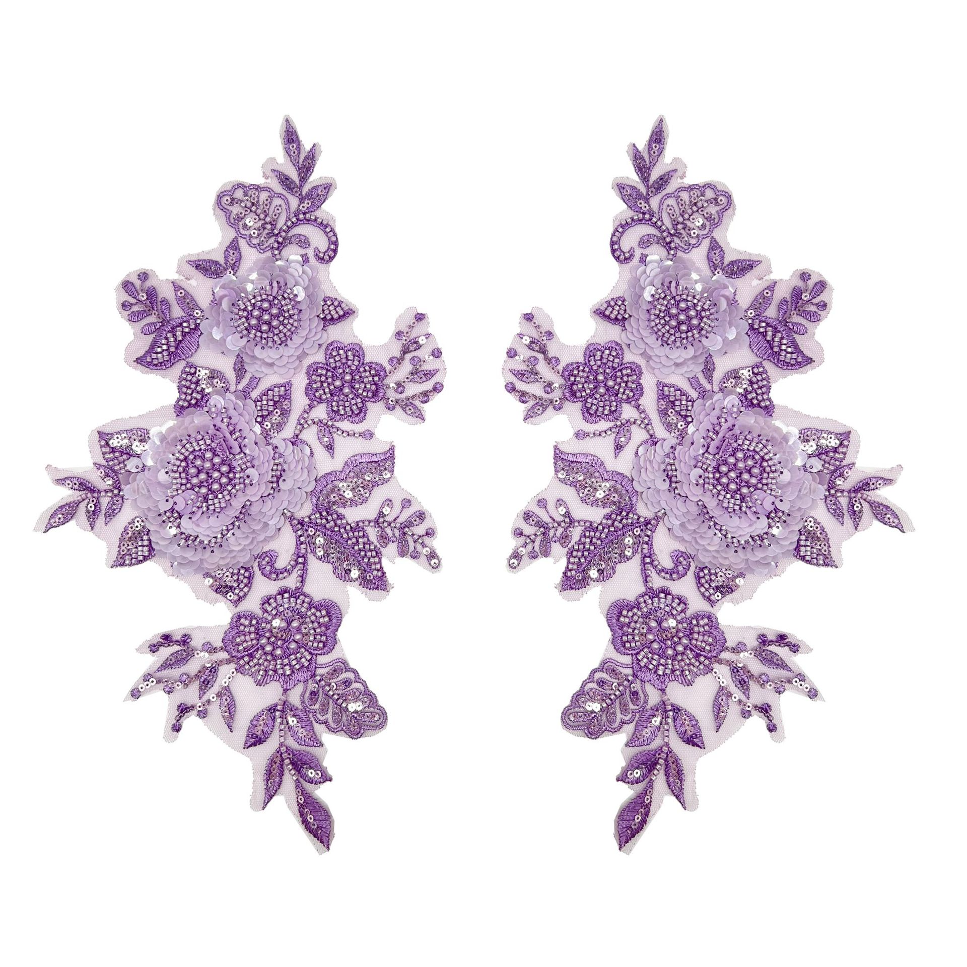 Perlas blancas de poliéster encaje estereoscópico cuentas de pecho encaje hueco de ropa china accesorios de abrigo decalques púrpura image 11