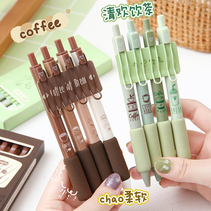 New matcha sponge tip ST pen tip brush writing pen, simple and fashionable, quick-drying pen, spring core pen, large ink capacity, push-button pen