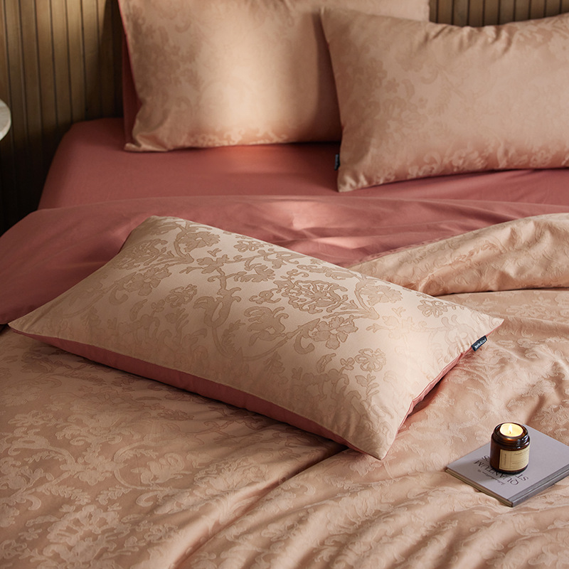 High-end Light Luxury Class A Cotton Embossed Jacquard Four-piece Set Texture Nude Sleeping Bed Sheet Quilt Cover Bedding 4