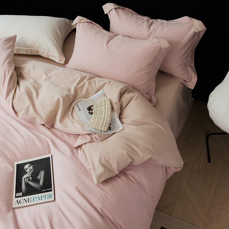 High-end 100 algodón largo molido de cuatro piezas de otoño invierno cálido cubierta de edredón de algodón puro pro-piel de algodón de tres piezas de cama gaza