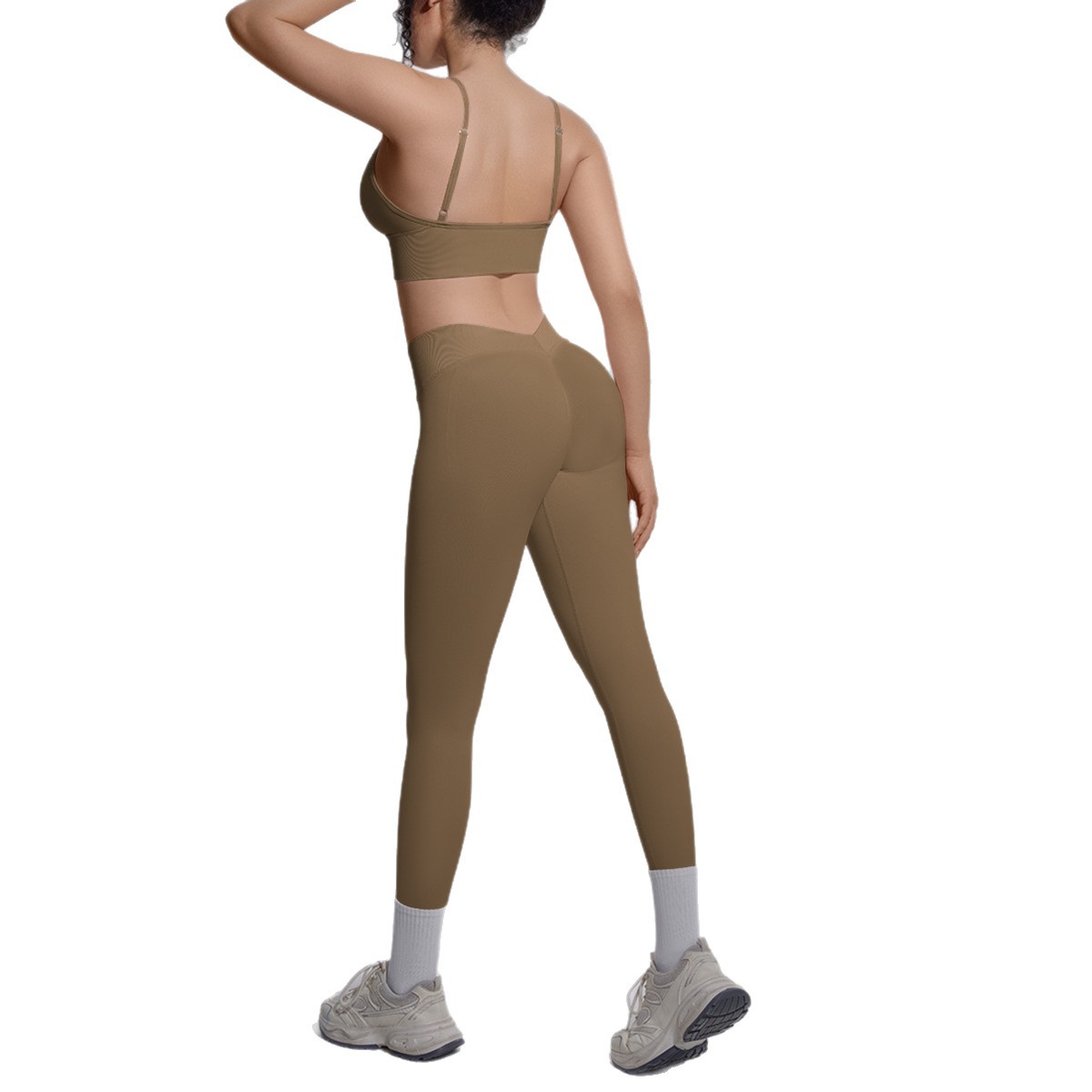 Nuevo cross-border sin costuras color sólido hermoso de espalda alta elástica ropa de entrenamiento de yoga apretada cuatro piezas juego de ejercicio ejercicio ejercicio ejercicio