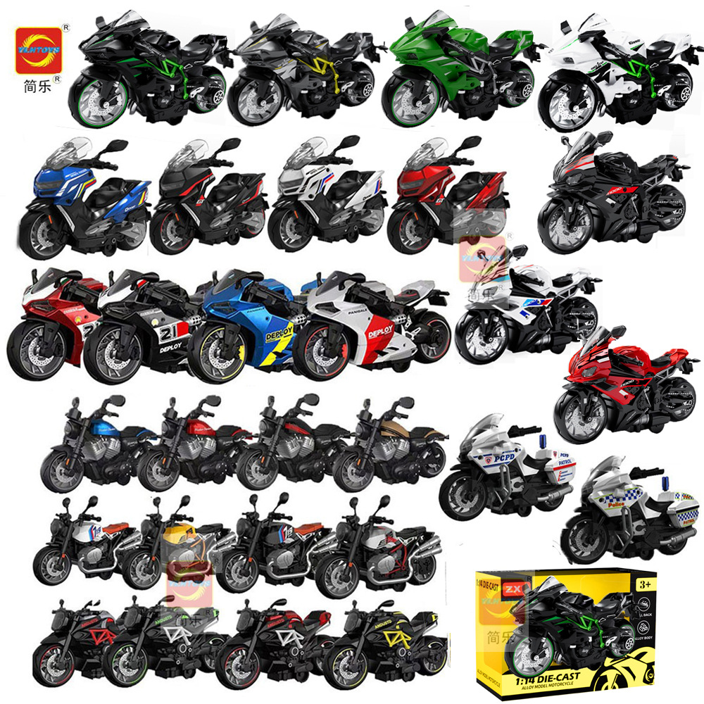 1:14仿真赛车机车模型摆件金属玩具回力合金摩托车礼品热仿真车模