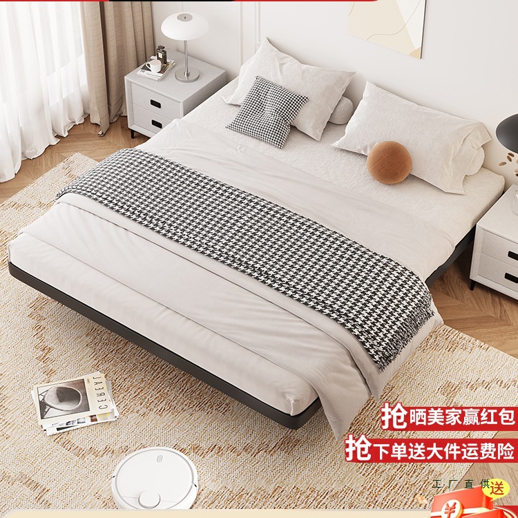 Wrought Iron Bed Suspended Bed Thickened Steel Frame Home Double Bed Rental Room Iron Frame Bed Tatami Single Bed Frame