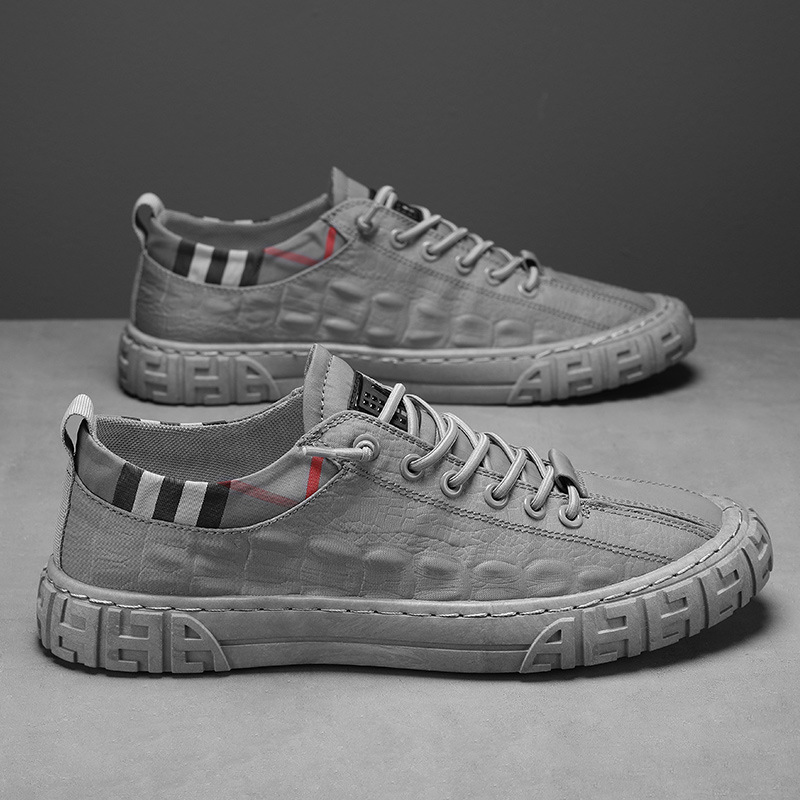 Comfortable and breathable 2023 ice silk spirit men's shoes spring and summer fashion trend board shoes ball canvas crocodile pattern casual shoes_voghion.com