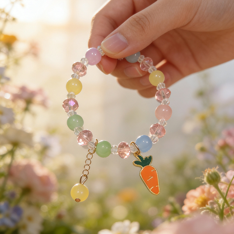 KT17 무 혼합 색상 2색 유리 팔찌