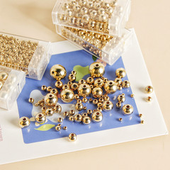 珠子金色圓形直孔亞克力串珠百搭DIY手工項鍊耳環耳飾材料配件