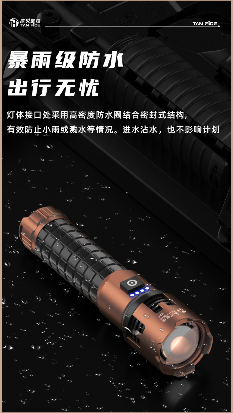 2026 New Model Dragon King High-Brightness Flashlight, Aluminum Alloy, Large-Capacity Lithium Battery, Ultra-Long Battery Life, Night Lighting, Household Flashlight
